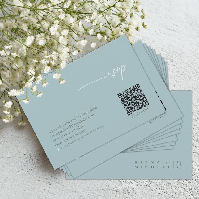 Cartão RSVP Simples Casamento Chic Código QR Dusty ID1046 (Criador carregado)