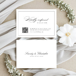 Cartão RSVP Simples casamento do código QR do Script de Elegân