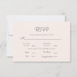Cartão RSVP Simples Casamento Rosa Pastel Elegante