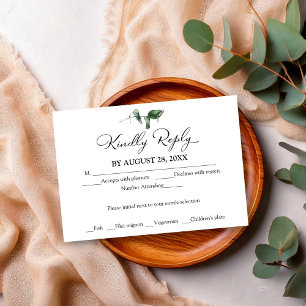 Cartão RSVP Simples Chic Greenery Eucalyptus Weddi