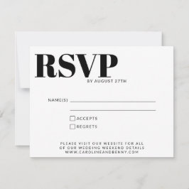 Cartão RSVP Simples Detalhes Preto e Branco Minimalistas Moder