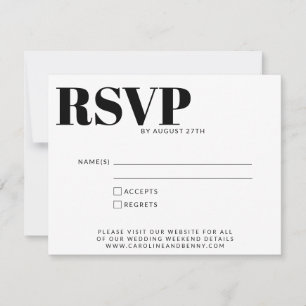 Cartão RSVP Simples Detalhes Preto e Branco Minimalistas Moder