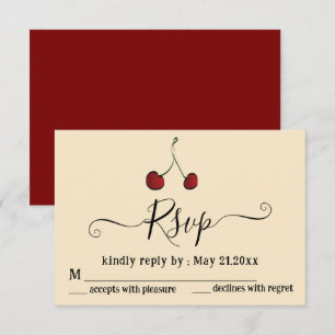 Cartão RSVP Simples e elegante cereja vermelha