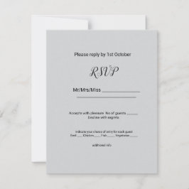 Cartão RSVP simples e mínimo preto que adicione seu nome texto