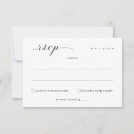 Cartão RSVP Simples Elegante Mensagem de Casamento Minimalista
