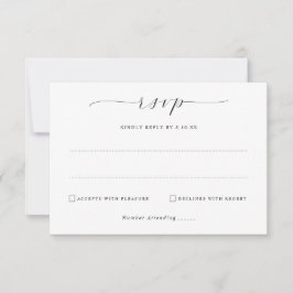Cartão RSVP Simples Elegante Mensagem de Casamento Minimalista
