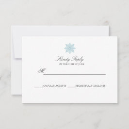 Cartão RSVP Simples Elegante Snowflake Casamento Azul Claro