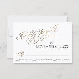 Cartão RSVP Simples, Elegante, Tipo Dourado Responda gentilmen