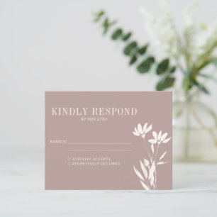 Cartão RSVP Simples Elegantes Botânicos Casamento Marfim Rosa