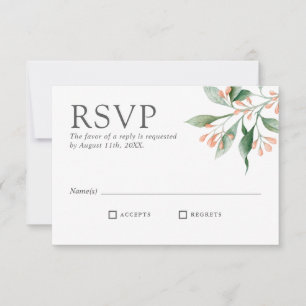 Cartão RSVP Simples Elegantes Flores Aquareladas de Casamento