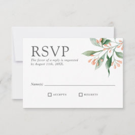 Cartão RSVP Simples Elegantes Flores em Aquarela para Casament