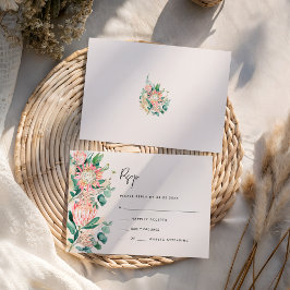 Cartão RSVP Simples Elegantes Proteas de Grama de Pampas de Eu