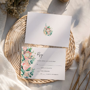 Cartão RSVP Simples Elegantes Proteas de Grama de Pampas de Eu