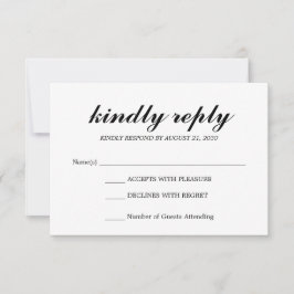 Cartão RSVP Simples Elegantes Respostas de Casamento Moderno e