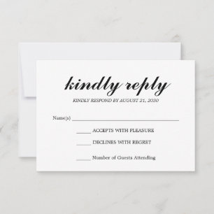 Cartão RSVP Simples Elegantes Respostas de Casamento Moderno e
