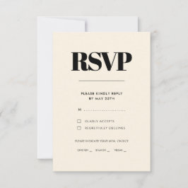 Cartão RSVP Simples escolha de refeição elegante e chic Cream