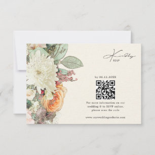 Cartão RSVP Simples Flores Botânicas De Eucalipto Rosas Casame