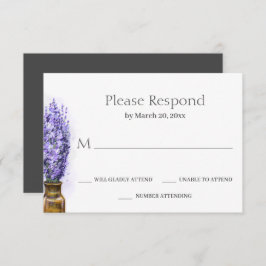 Cartão RSVP Simples Lavanda Flores Moderno Casamento Floral