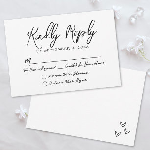 Cartão RSVP Simples Mão Desenhada Casamento Quente