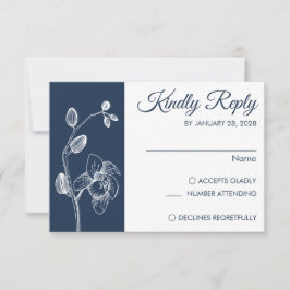 Cartão RSVP Simples orquídeas elegantes florais minimalistas