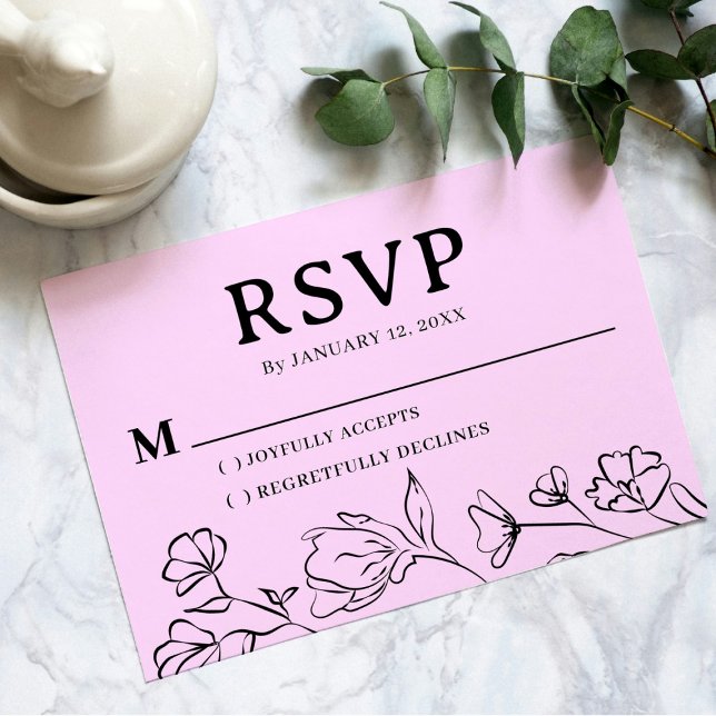 Cartão RSVP Simples para Casamento - Design editáv (Criador carregado)