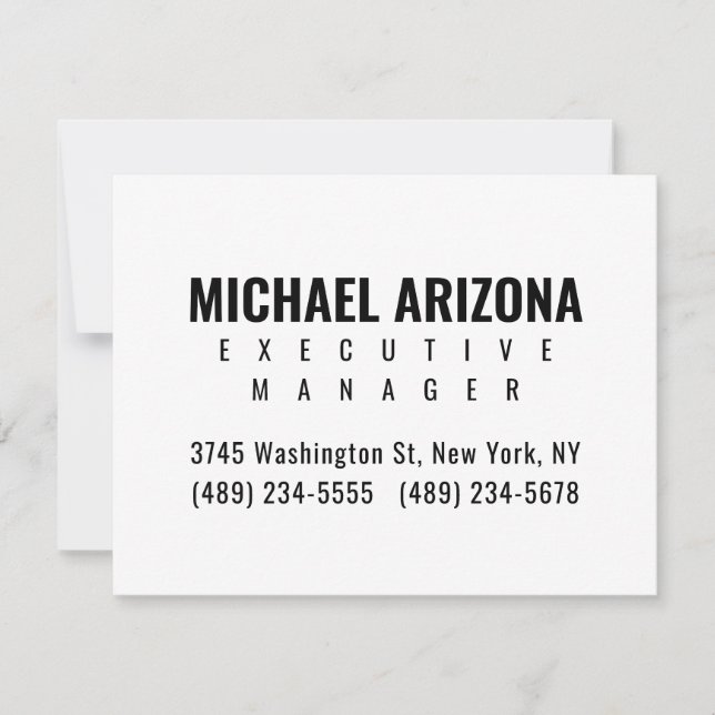 Cartão RSVP Simples Plana Mínima Preta e Branca (Frente)