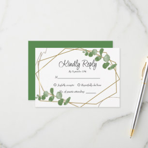 Cartão RSVP Simples Rustic Sage Green Eucalyptus Greenery