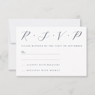 Cartão RSVP Simples Script Serif Casamento Alinhado à Esquerda