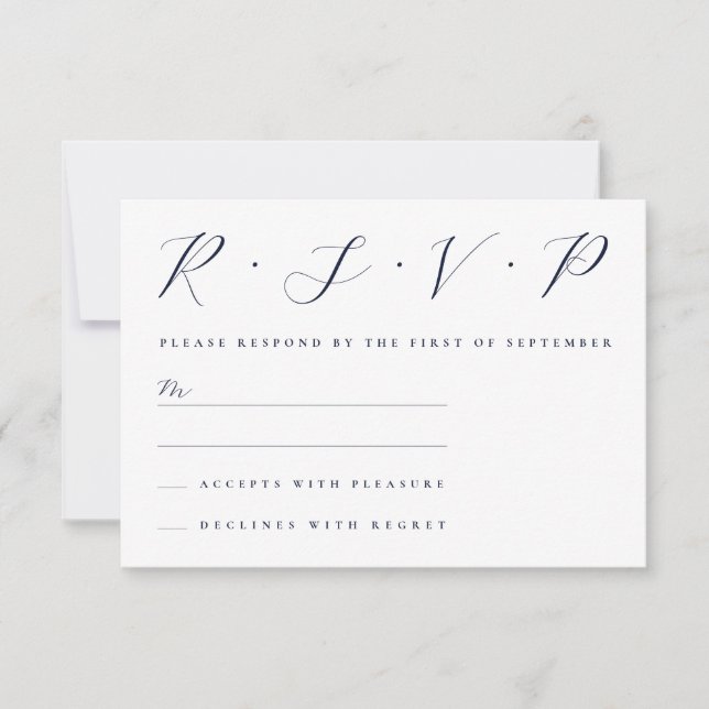 Cartão RSVP Simples Script Serif Casamento Alinhado à Esquerda (Frente)