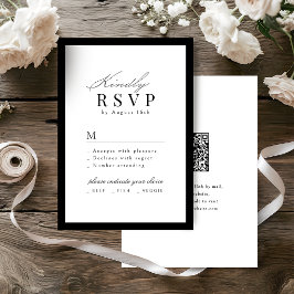 Cartão RSVP Simples Tipografia de Letra Graceful QR code Casam