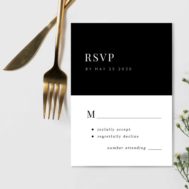Cartão RSVP Simples tipografia elegante casamento mínimo (Criador carregado)