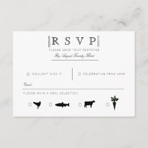 Cartão RSVP Simplesmente elegante   Vice-presidente preto e br