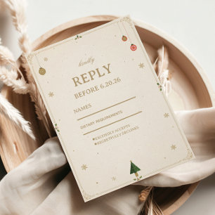 Cartão RSVP Simplicidade de Inverno Dourada Festiva Minimalist