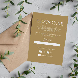 Cartão RSVP Simplicidade Floral 1 Casamento Minimalista Carval
