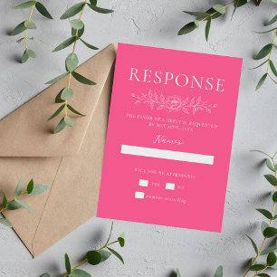 Cartão RSVP Simplicidade Floral 1 Cravo Rosa Casamento Minimal