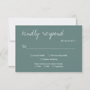 Cartão RSVP Simplicidade Rústica Casamento Minimalista Sage