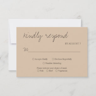 Cartão RSVP Simplicidade Rústica VP de Casamento Minimalista