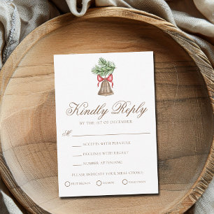 Cartão RSVP Sino de Natal Antigo Cas