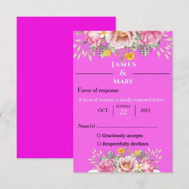 CARTÃO RSVP SINOS DE CASAMENTO (Frente/Verso)