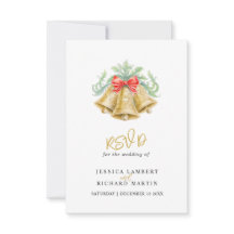 Sinos de Casamento Dourados Aquarela com Folhagem 