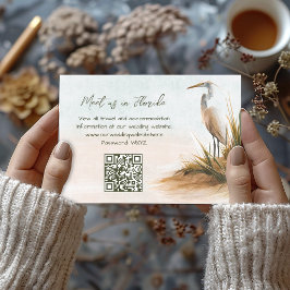 Cartão RSVP Site de Casamento Boho Costeiro Design Egret