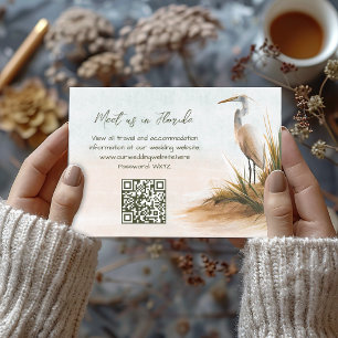 Cartão RSVP Site de Casamento Boho Costeiro Design Egret