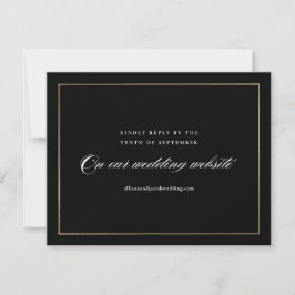Cartão RSVP Site de Casamento Clássico Elegante em Dourado
