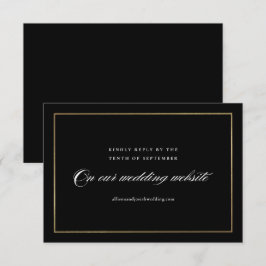 Cartão RSVP Site de Casamento Clássico Elegante em Dourado
