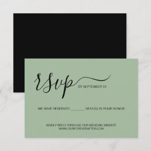 Cartão RSVP Site de casamento com assentos reservados em verde
