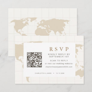 Cartão RSVP Site de casamento com código QR de champanhe doura