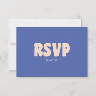 Cartão RSVP Site de Casamento com QR Code Azul Ousado Moderno 