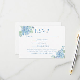 Cartão RSVP Site de Casamento de Hydrangea Azul Jardim Vitoria