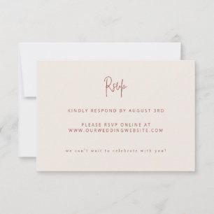 Cartão RSVP Site de Casamento de Script Modern Terracotta & Cr
