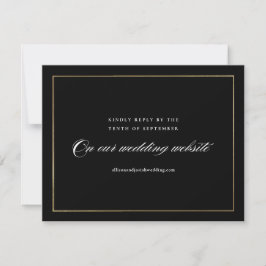 Cartão RSVP Site de Casamento Dourado de Script Elegante Cláss